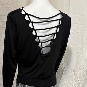 Black long-sleeve embellished top